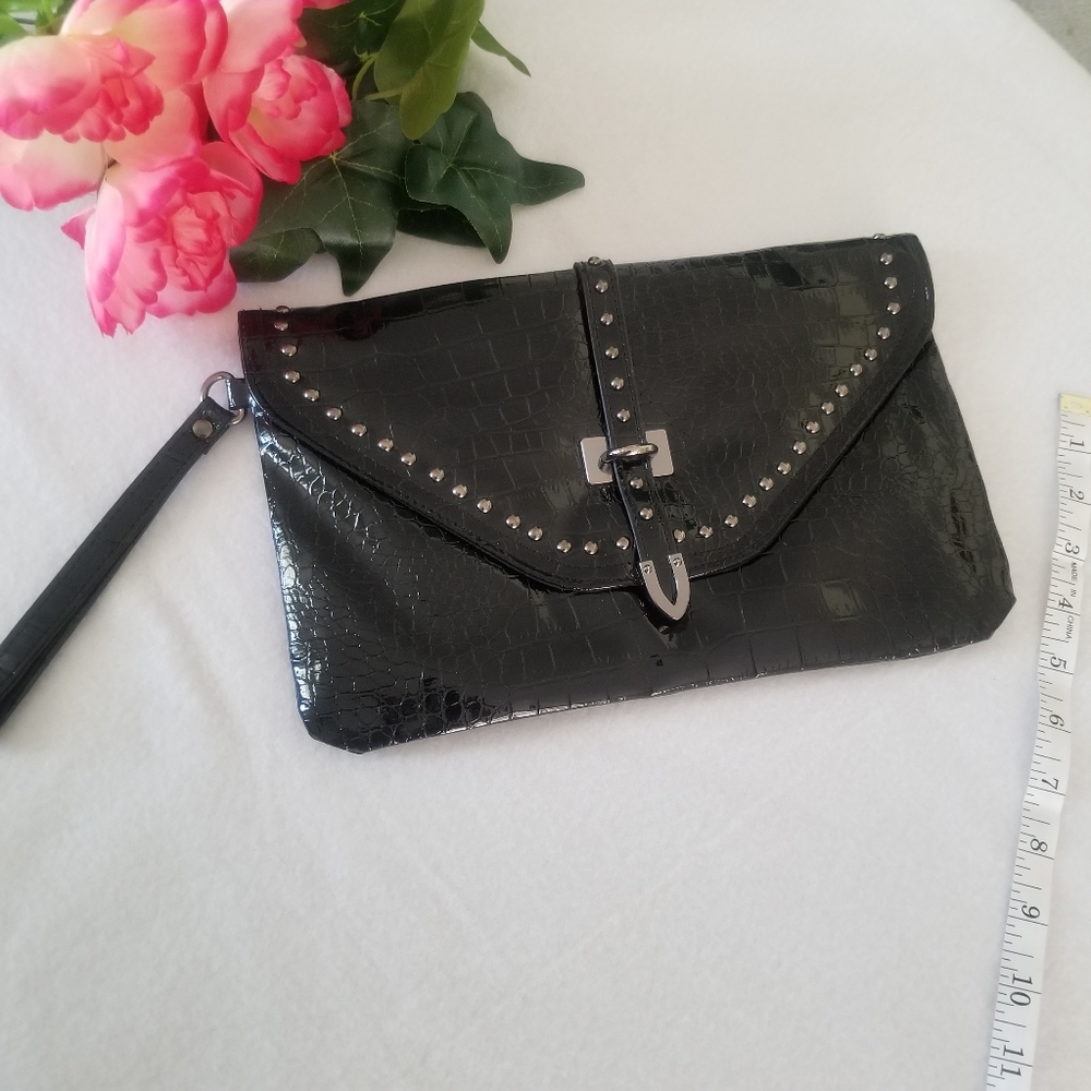 3/$28 Firm Ashley Stewart Black Clutch NWOT